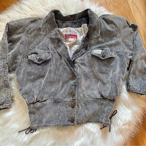 Vintage Clutch Corduroy Corset Back Puff Sleeve Jacket